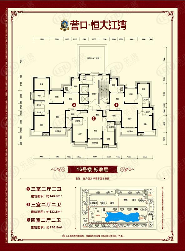 营口恒大江湾住宅户型推荐 户型面积130.6~180㎡