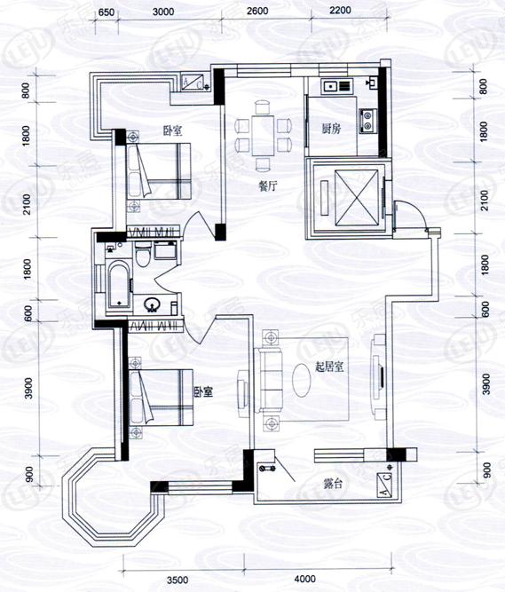 丽湖名居二居室户型一览