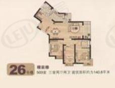 天鼎大厦房型: 三房;  面积段: 140 －150 平方米;户型图