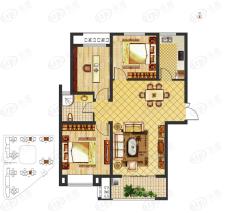 苏宁城市之光C-C户型 3室2厅1厨1卫户型图