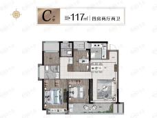 上海大华潮悦前城4室2厅2卫户型图