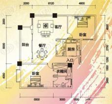 夏威夷海岸二房二厅户型图