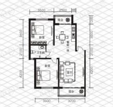 华茂依山君庭2室2厅1卫户型图