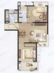 和源名邸房型: 二房;  面积段: 80 －90 平方米;
户型图