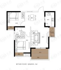 英地天骄华庭二期2室2厅1卫户型图