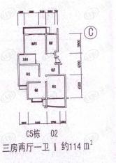 墨香山庄C户型 114平米户型图