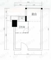 基星阁一房一厅一卫，27.23平方米户型图