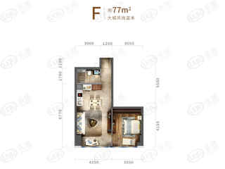 远创紫樾台公寓77平米户型图