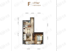 宝新财富中心公寓77平米户型图