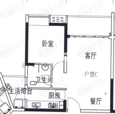 珠江太阳城一期1室2厅1卫户型图