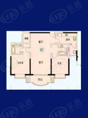 静安康寓房型: 二房;  面积段: 95.06 －119.85 平方米;
户型图