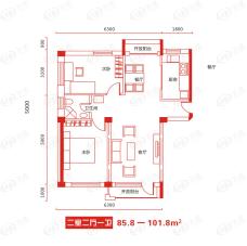 万祥海顿花园2室2厅1卫户型图