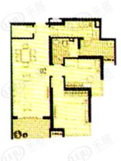 瑞虹新城二期二房型: 二房;  面积段: 90 －100 平方米;户型图