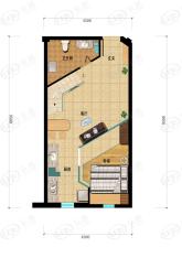 汇雄时代loft户型 LB-03 使用面积38.37平米户型图