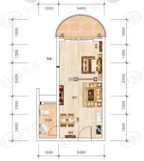 滨海阳光1室1厅户型图