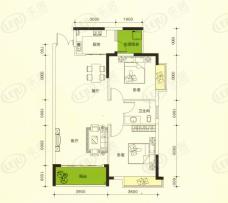 鸿翔尚城2室2厅1卫户型图
