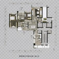 珠江颐德公馆254.49平米错层复式户型1#20、22、24、26、28、30层（第二层）户型图