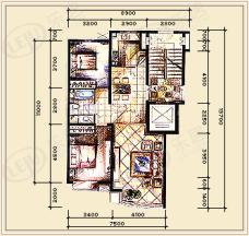 高校建赏欧洲房型: 二房;  面积段: 98 －121 平方米;户型图