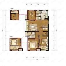 万科城蓝色东方3室2厅2卫户型图