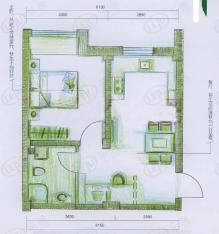 泰盈七里香堤四期房型: 一房;  面积段: 40 －60 平方米;户型图