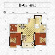芜湖未来城B-8户型 3室2厅1卫户型图