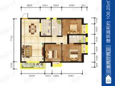龙津大厦二期3室2厅2卫户型图
