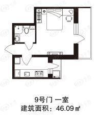 爱琴花园9号门，一室户型图