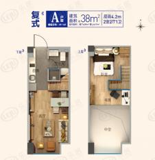 蓝创国际38方LOFT户型户型图