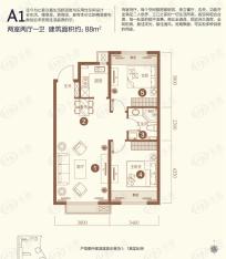 汇锦香槟湾2室2厅1卫户型图