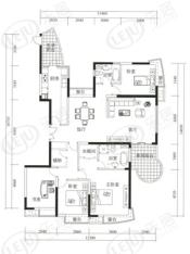 新白马公寓房型: 四房;  面积段: 171 －260 平方米;
户型图