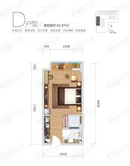 花都财富大厦1室1厅1卫户型图