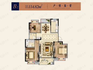 上峰上城珺邸B2户型户型图