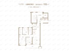 碧桂园·龙城天悦YJ110三室两厅两卫户型图