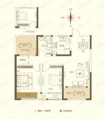 紫金城三期18号楼87平户型户型图