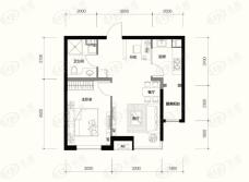 河畔新城名门1室2厅1卫户型图