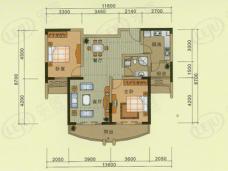 绿城西子·郁金香岸房型: 二房;  面积段: 90 －106.35 平方米;户型图