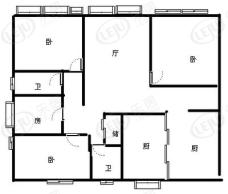 锦福公寓129平方米三室两厅两卫户型图