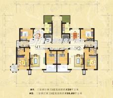 香江东湖印象3室2厅2卫户型图