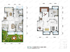 锦江山E户型+底复+庭院户型图