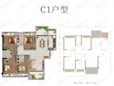 恒利·江悦明珠4室2厅3卫户型图