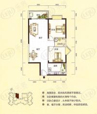 海辰国际2室2厅1卫户型图