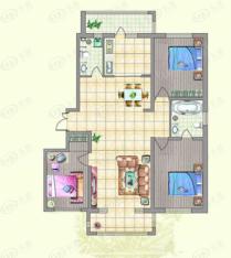 明悦浪漫城项目一3室2厅2卫98.00平米户型图