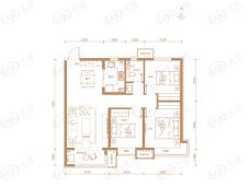 万科未来城3室2厅1卫户型图