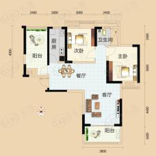 保利圆梦城2室2厅1卫户型图