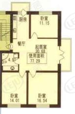 林科家园三房一厅一卫-77.29（使用面积）-20套户型图