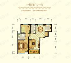 宝安江南城一梯两户L一层户型图户型图