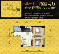 海璟国际在售4-1户型 两室两厅户型图