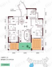 世纪豪庭3室2厅2卫户型图