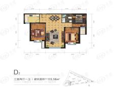 万田·牡丹花园3室2厅1卫户型图