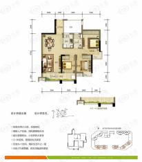 君珆花园3室2厅1卫户型图